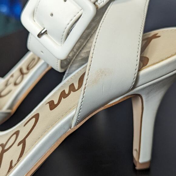 Sam Edelman Odynna Pointed Toe Heels White Laser Cut Floral Dainty Womens 9.5 - Picture 6 of 8